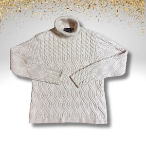 VTG Fisherman Sweater Cream Cable Knit 100% Cotton